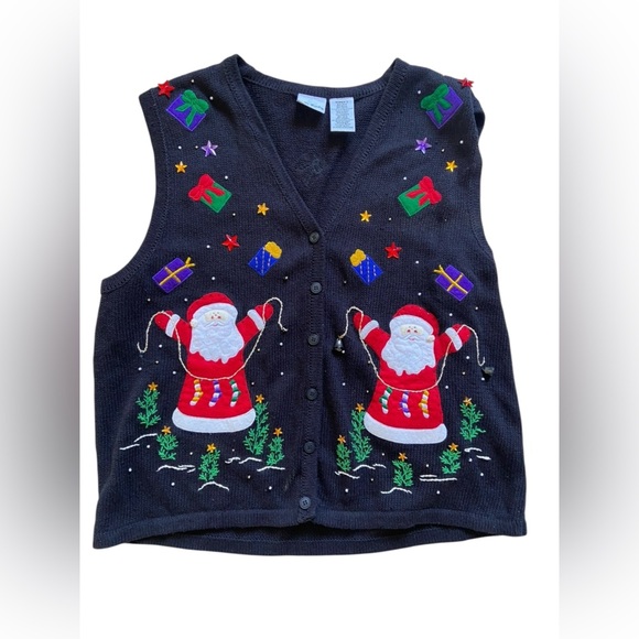 Vintage Bobbie Brooks Festive Christmas Sweater Vest Size 18W/20W Embroidered - Picture 2 of 14
